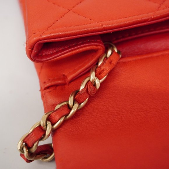 Chanel Shoulder Bag Matelasse Chain Lambskin Red Women's - Picture 14 of 16